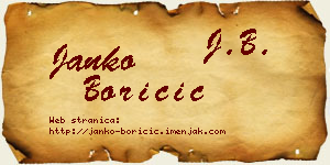 Janko Boričić vizit kartica